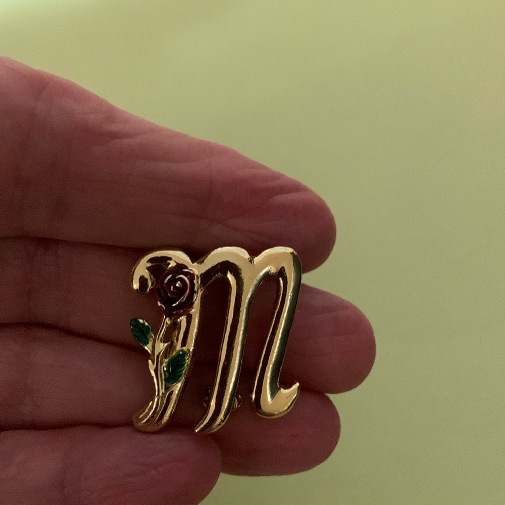 Vintage 1960’s brooch, “M” initial or Scorpio Zodiac sign